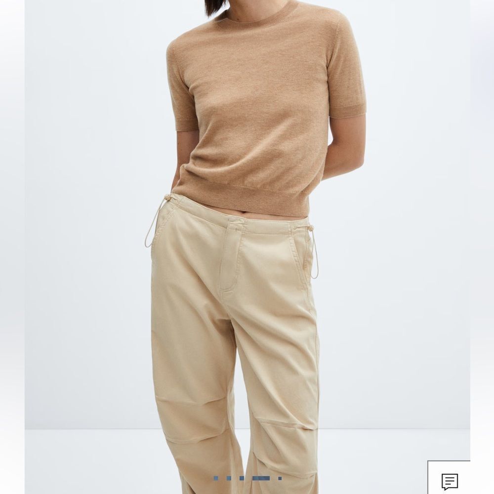 Mango Beige Jogger PARACHUTE Pants in beige size XS NWT - Picture 5 of 9